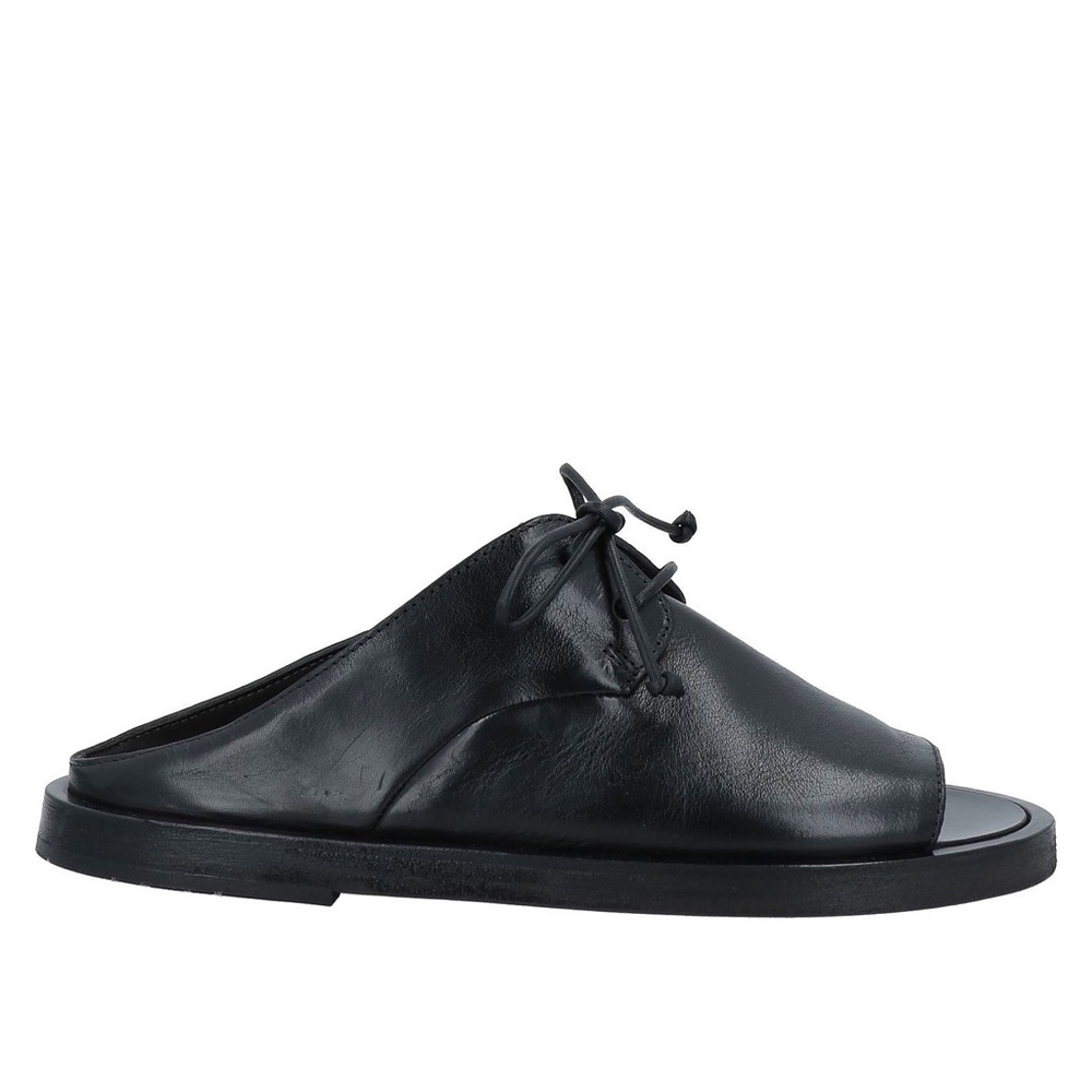 Marsell Sandello Scalzato Lace-Up Sandals in Black Calf Leather Size 37.5